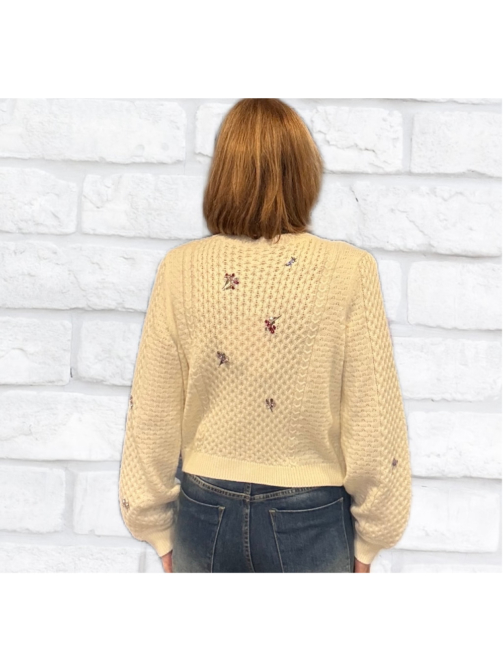 Cinq a Sept Rasa Embellished Cable Knit Cardigan Ivory Multi Size Large NWT - Picture 4 of 8